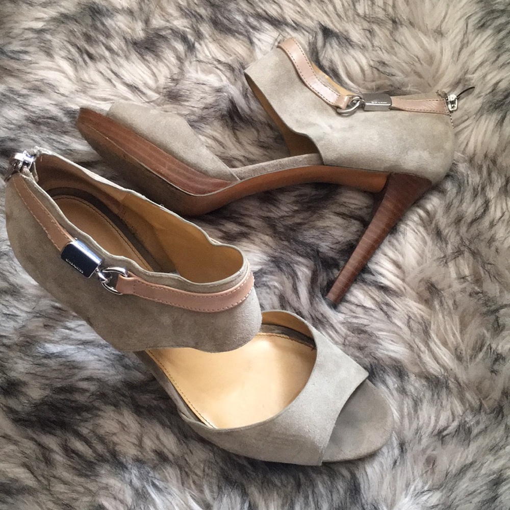 Coach Leather and Suede Cut Out Heels